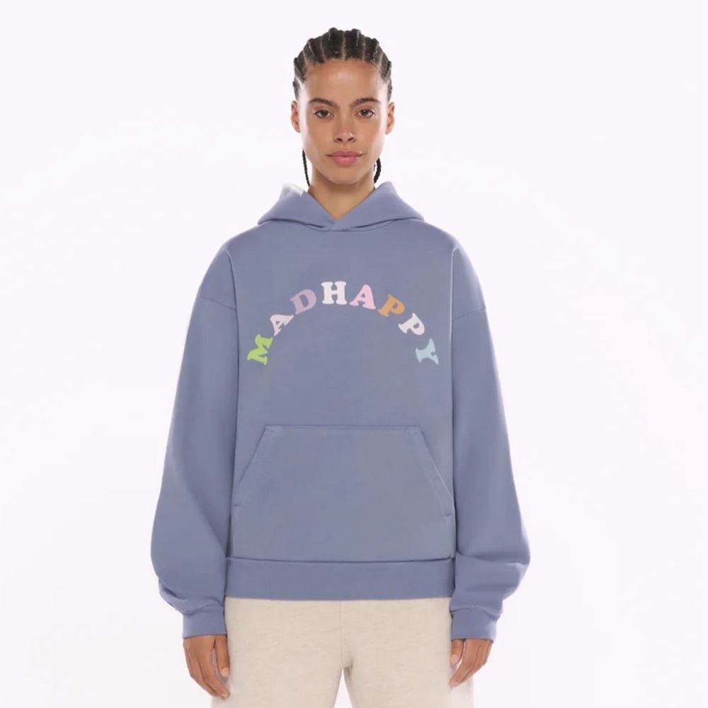 Madhappy Oversized Hoodie Blue with rainbow letters